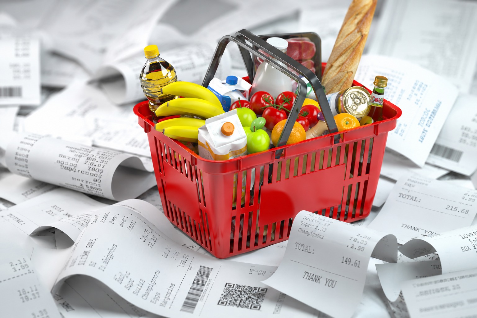 Retail counter visual with receipt paper